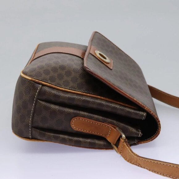 CELINE Macadam Canvas Shoulder Bag PVC Leather Brown Gold Auth - Picture 4 of 16